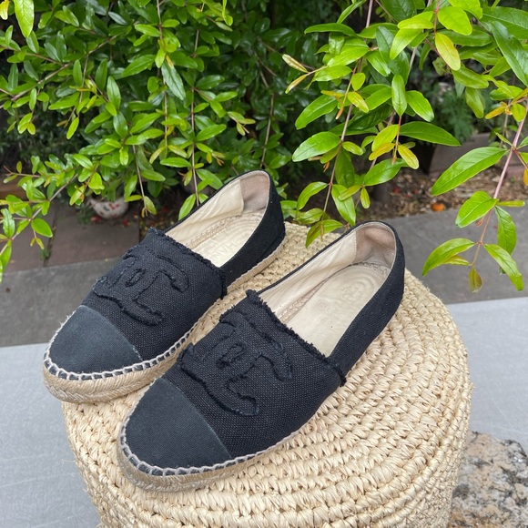 CHANEL black Linen canvas CC Espadrilles size euro 41 - Picture 4 of 11